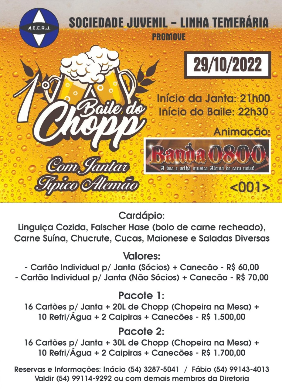 Baile de chopp Sociedade Juvenil-Linha Termeraria Nova Petrópolis